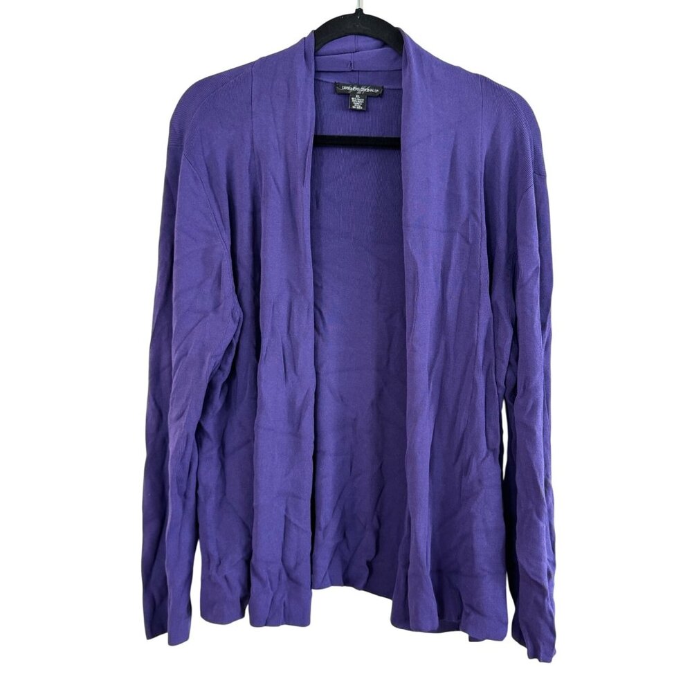 Designers Originals Purple Open Front Cardigan Sweater XL 65% Rayon 35% Nylon Wo